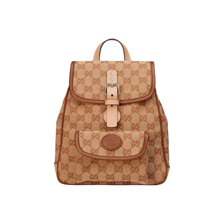 GUCCI Canvas With Leather Backpack For Kids' Camel/Brown/Beige