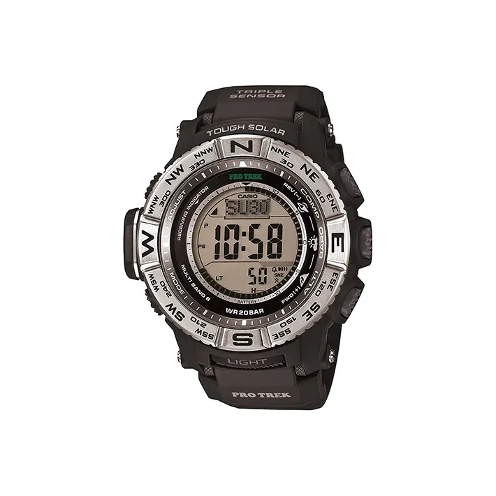 CASIO PRO TREK Collection Солнечный Кварцевый механизм Смольный ремешок Часы Мужские Черный циферблат