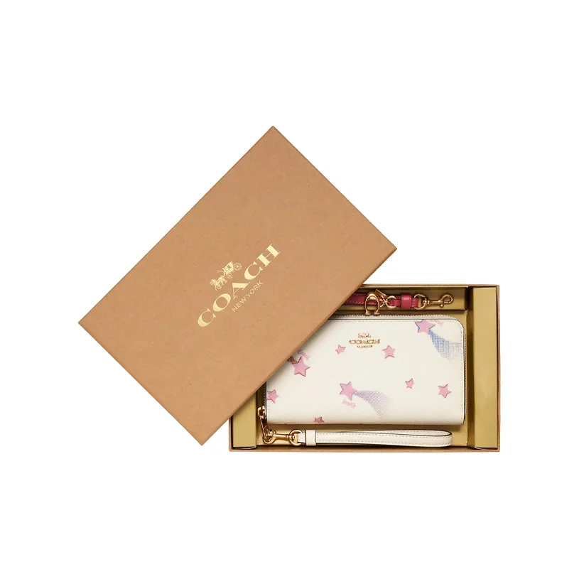 COACH Boxed Кожа Кошелек Женские Мел Белый