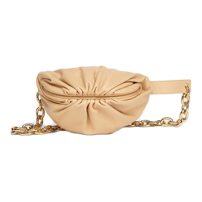 Bottega Veneta POUCH Cloud Bag Calfskin Clutch Women's Almond