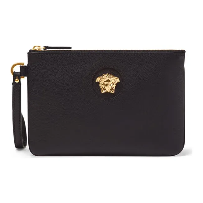 VERSACE La Medusa Cow Leather Coin Purse Clutch Regular Women's Black