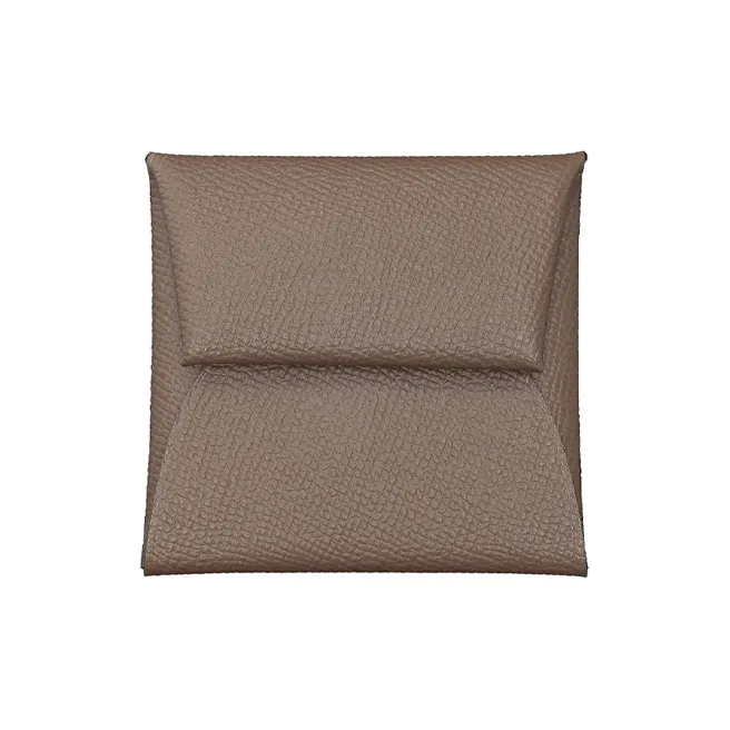 HERMES Bastia Epsom Calfskin Coin Purse Women's 18 Etoupe Elephant Gray