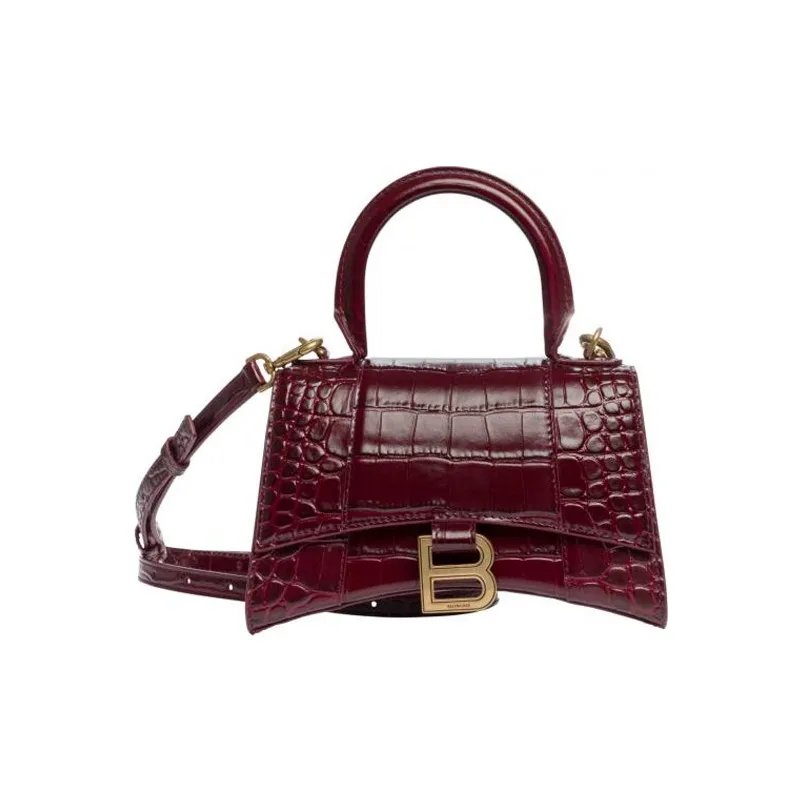 Balenciaga Hourglass Fabric Hourglass Bag, Handbag, Shoulder Bag, Crossbody Bag Small Size Women's Burgundy