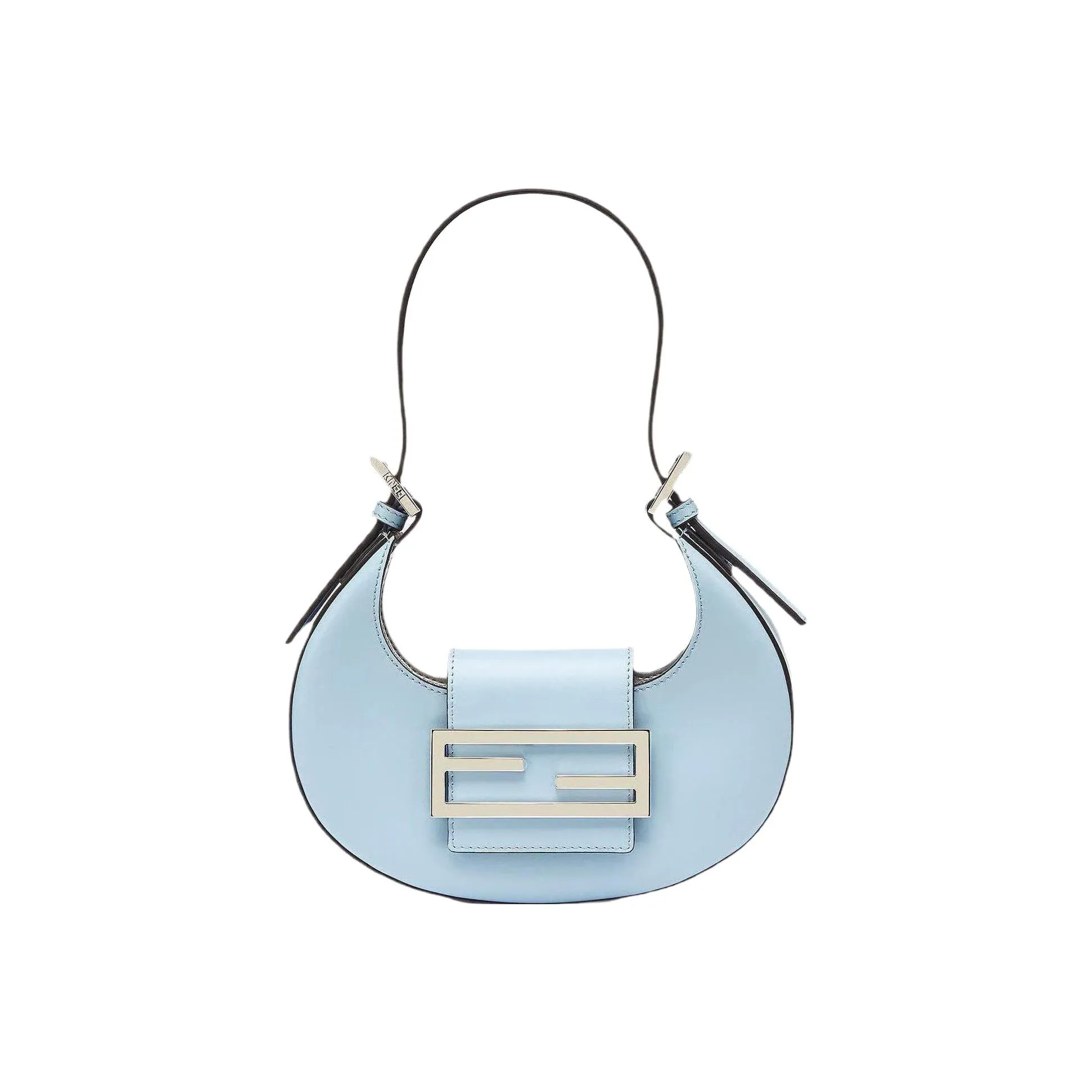 FENDI Cow Leather Crossbody Handbag, Shoulder Bag Mini Women's Light Blue