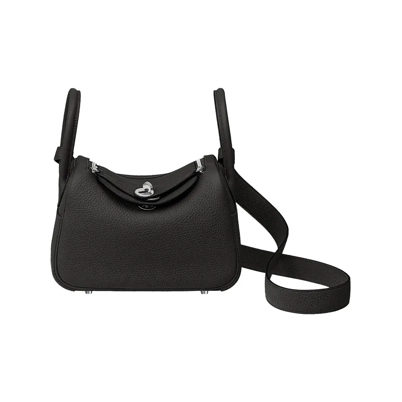 HERMES Lindy Taurillon Clemence Leather Handbag Shoulder Bag Crossbody Bag Mini Women's Noir Black