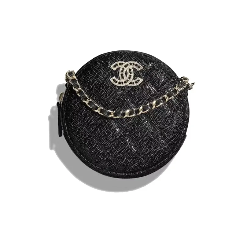 CHANEL 22SS Shiny Calfskin Small Round Bag, Handheld Shoulder Bag, Crossbody Bag Women's Black