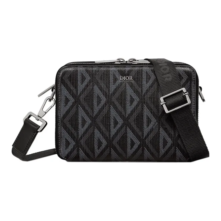 DIOR Cow Leather With Canvas Messenger Bag, Shoulder Bag, Crossbody Bag, Clutch Regular Men's Black Silver