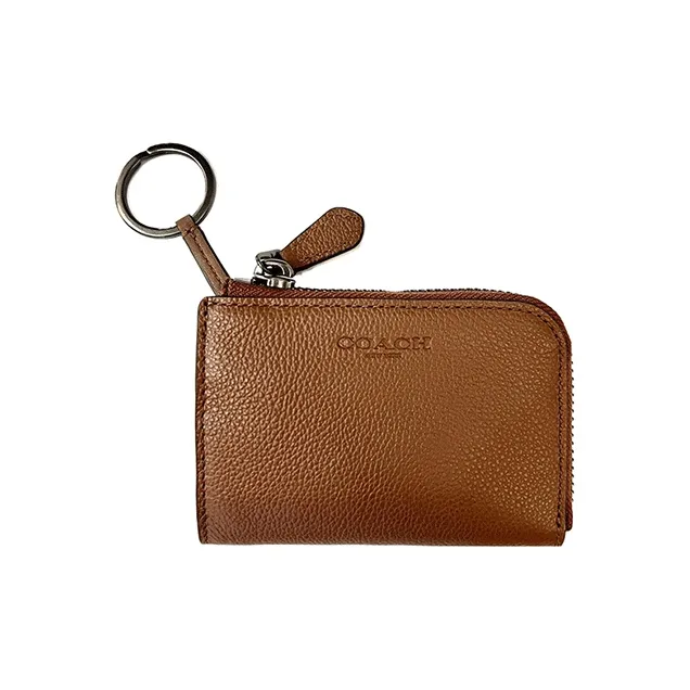COACH Key Case Leather Coin Purse, Card Holder, Key Pouch Men's Brown