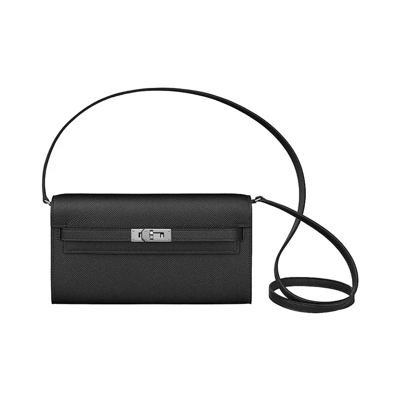 HERMES Kelly To Go Epsom Leather Wallets Handheld Shoulder Bag Crossbody Bag Women's Noir Black