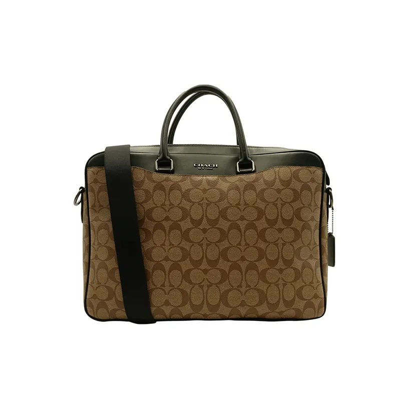 COACH Beckett Canvas With Leather Crossbody Handbag Tubas Men's Dark Khaki & Black