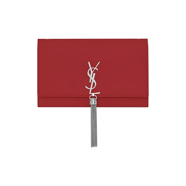 SAINT LAURENT Leather Fringe Bag, Crossbody Bag, Shoulder Bag Women's Cupid Red