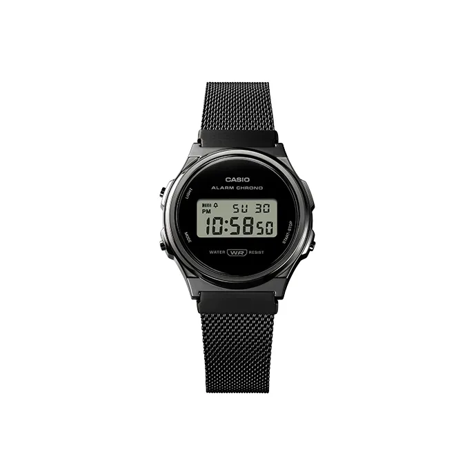 CASIO Vintage Collection Disc Коллекция Кварцевый механизм Нержавеющая сталь Ремешок Часы Унисекс Черный циферблат A171WEMB 1A