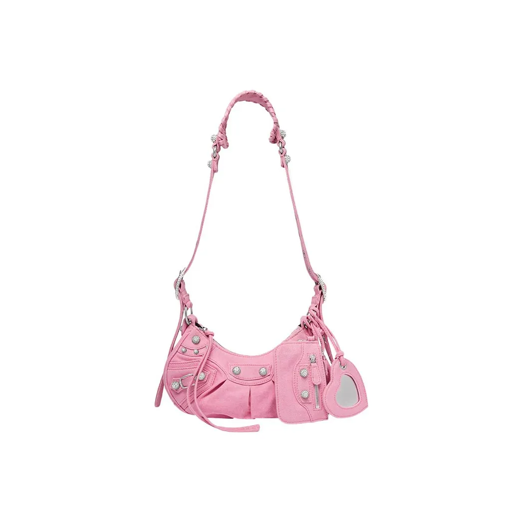 Balenciaga Le Cagole Denim Shoulder Bag Mini Women's Pink