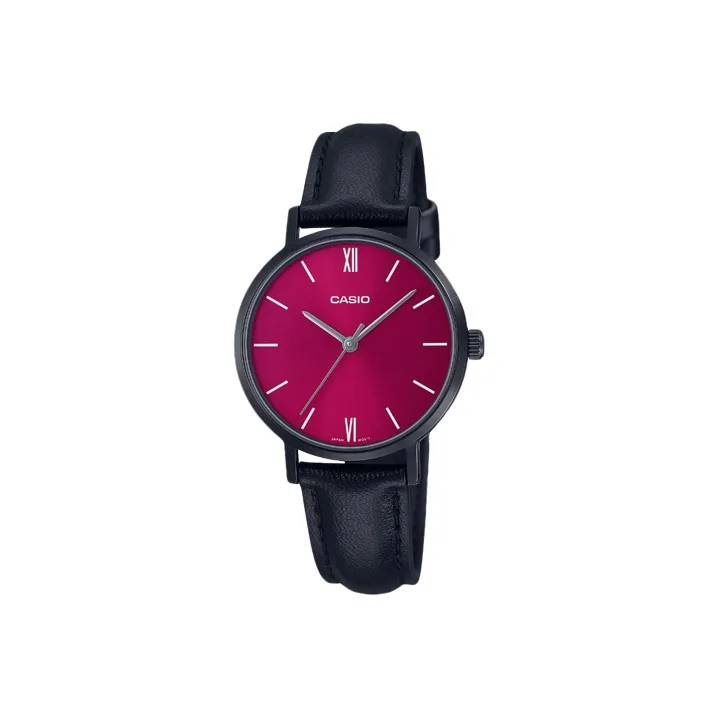 CASIO Standard Series Кварцевый механизм Кожаный ремешок Часы Женские Розовый циферблат LTP VT02BL 4A