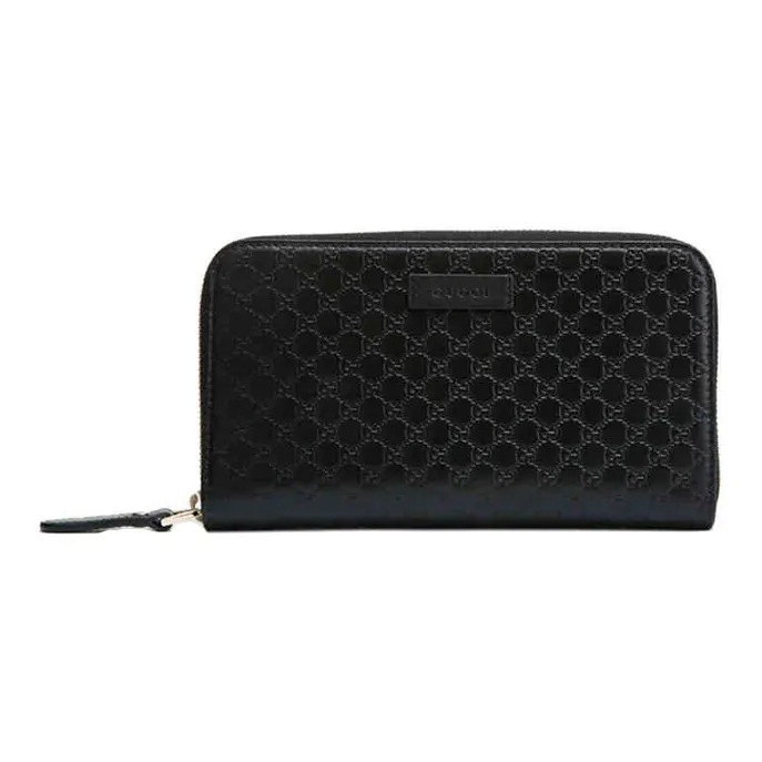 GUCCI Cow Leather Wallet Men's Black