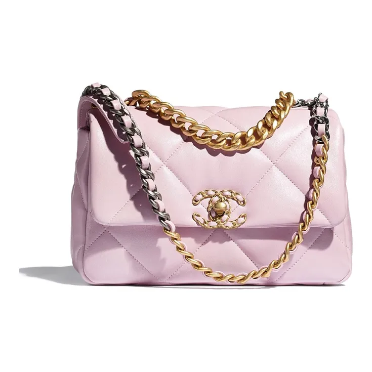 CHANEL 19Bag Lambskin Flap Bag, Shoulder Bag, Crossbody Bag Women's Light Pink Red