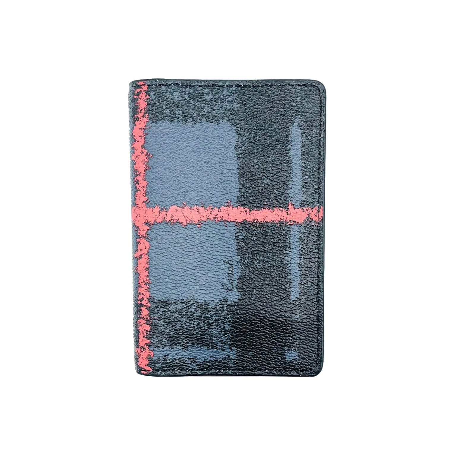 COACH Leather Coin Purse Card Holder, Wallet Mini Unisex Black & Dark Blue