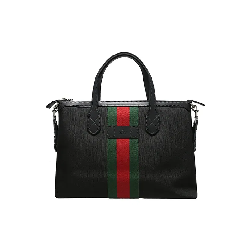 GUCCI Leather Canvas With Leather Canvas Bag, Tote Bag, Shopping Bag, Crossbody Bag, Handbag Large Size Men's Black