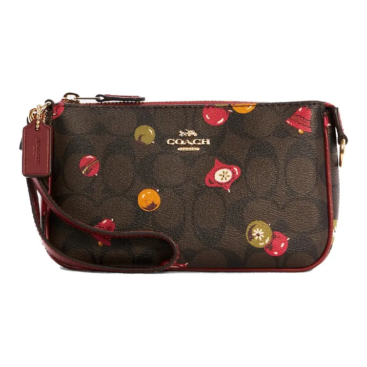 COACH Nolita Canvas With Leather Pochette, Shoulder Bag, Clutch Trumpets Women's Dark Brown