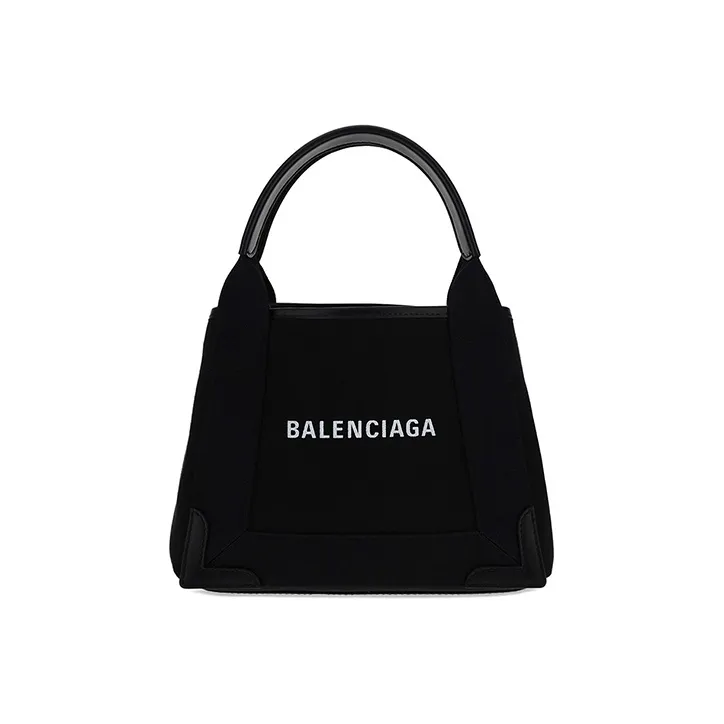 Balenciaga Navy Canvas Tote Bag Shopping Bag Canvas Bag Handbags Small Size Women's Black