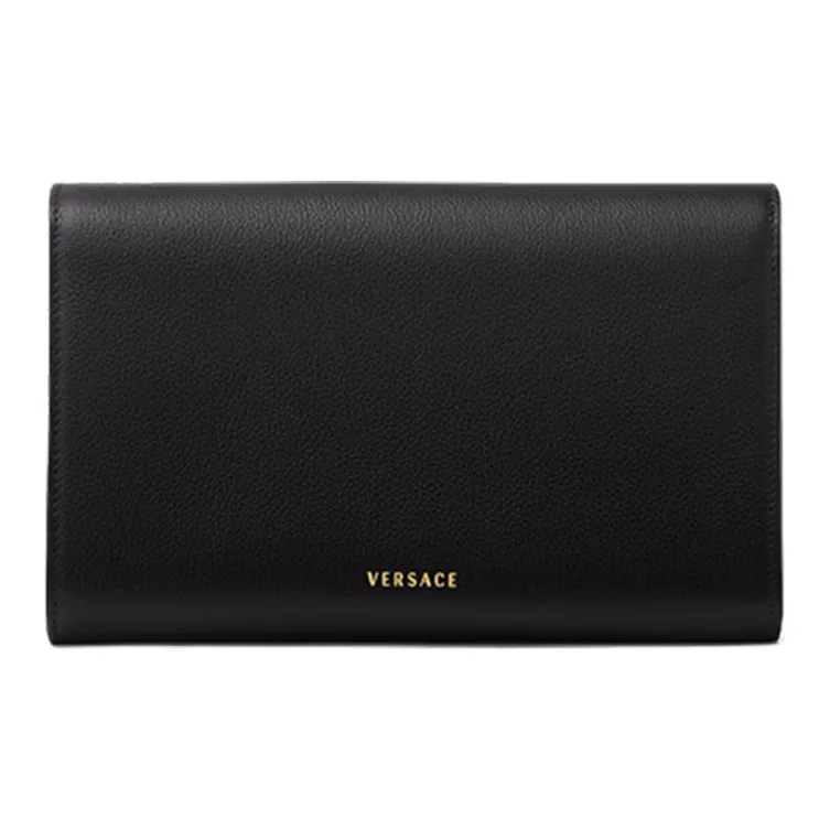 VERSACE La Medusa Leather Clutches Wallets Shoulder Bag Crossbody Bag Women's Black
