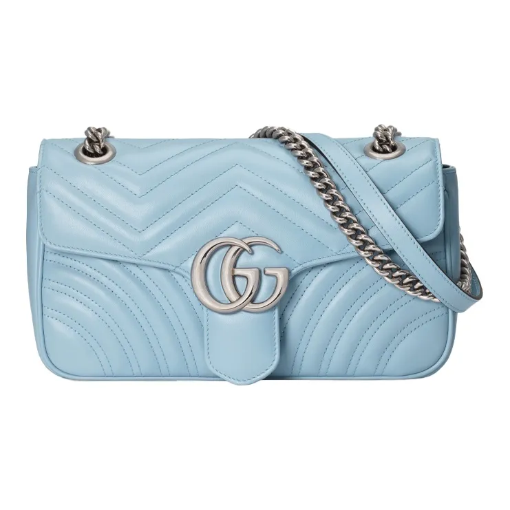 GUCCI GG Marmont Leather Crossbody Bag Shoulder Bag Women's Blue