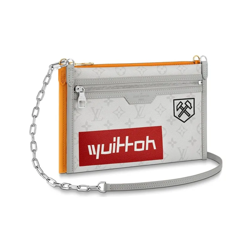 LOUIS VUITTON Double Flat Messenger Monogram Logo Story White/Orange
