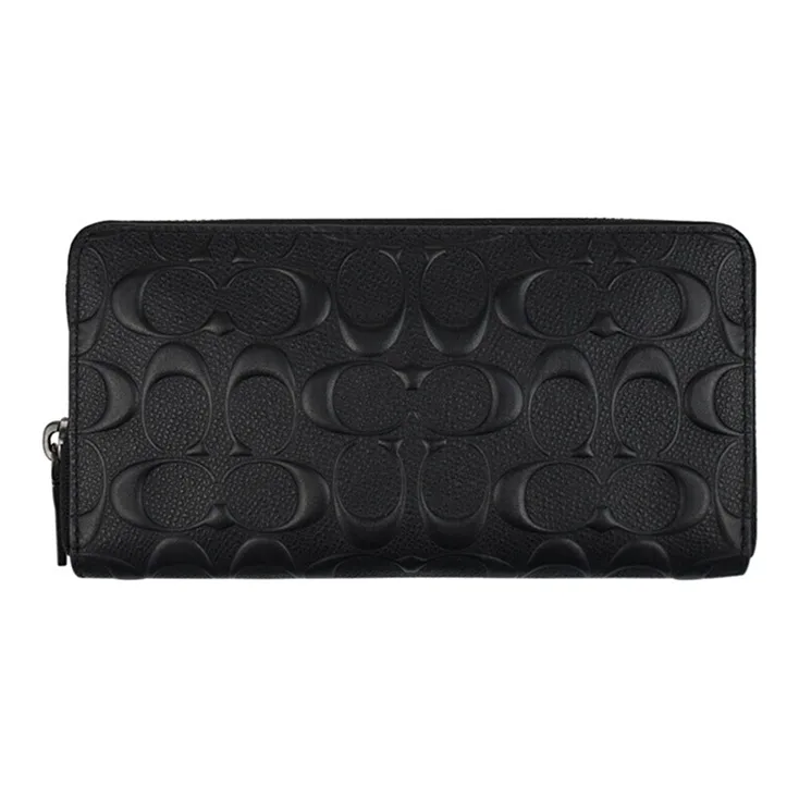 COACH Accordion Wallet Cross Stitch Leather Wallet Men's Black