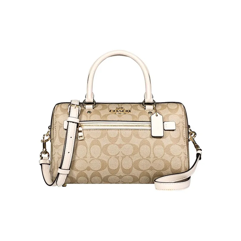 COACH Rowan ПВХ Бостон Сумка через плечо Сумка Сумка через плечо Сумка через плечо Большая Женская Светлый хаки