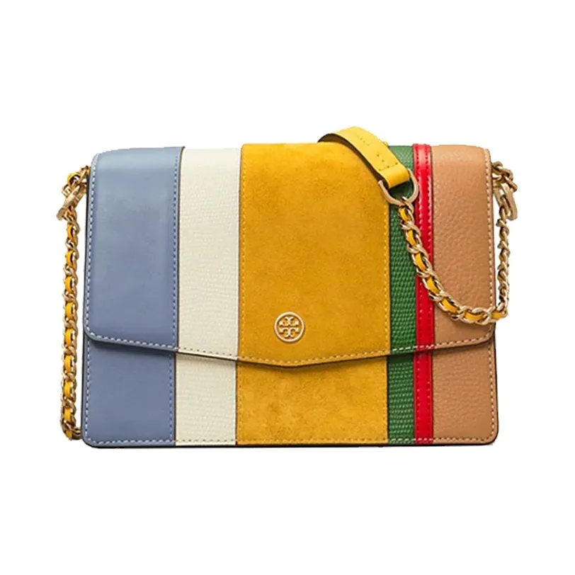 TORY BURCH Robinson Cow Leather Crossbody Bag, Chain Bag, Shoulder Bag Women's Yellow