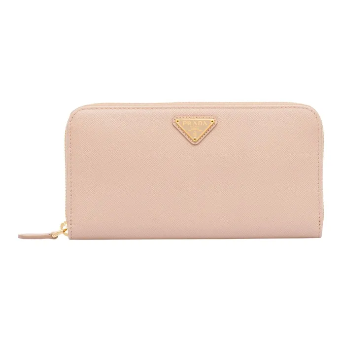 PRADA Leather Wallet Tubas Women's Nude Pink