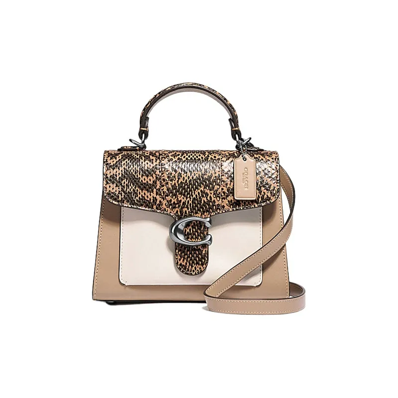 COACH Tabby Snake Skin Leather Shoulder Bag Crossbody Handbag Shoulder Bag Small Size Women's Brown
