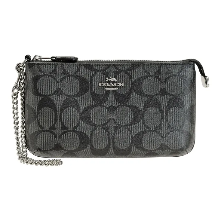 COACH Wristlet PVC Shoulder Bag, Crossbody Bag, Handbag Trumpets Women's Black Gray