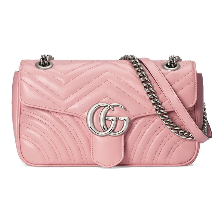 GUCCI GG Marmont Leather Shoulder Bag, Crossbody Bag Trumpets Women's Pink/Candy/Unicorn