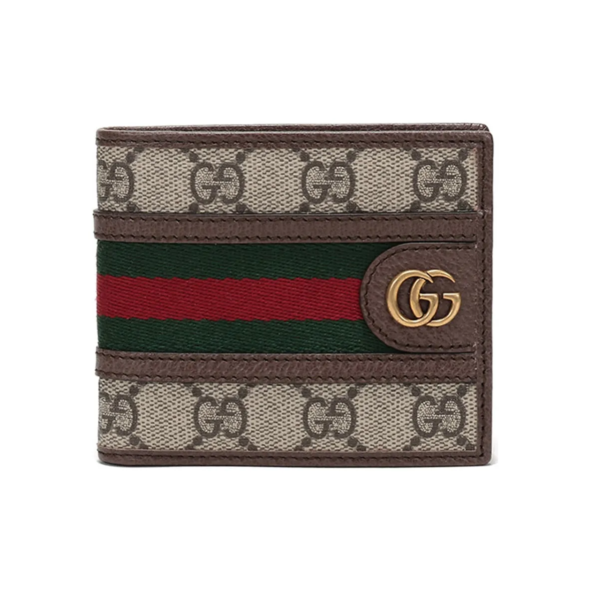 GUCCI Ophidia Canvas With Leather Wallet Men's Beige & Ebony