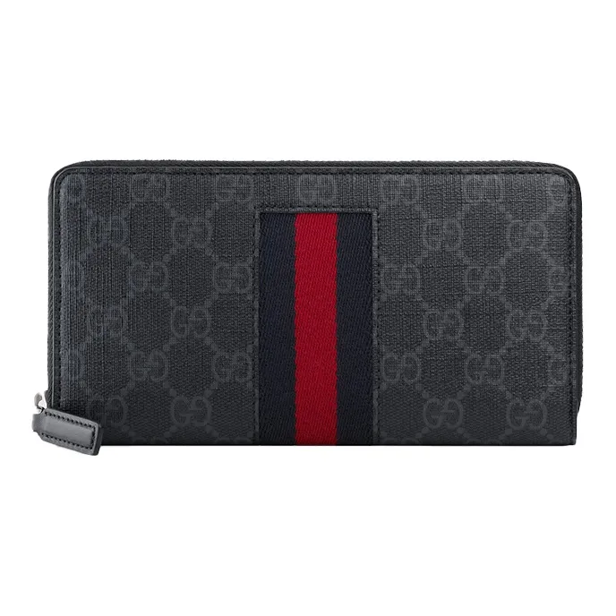 GUCCI Canvas With Leather Wallet Men's Black Gray