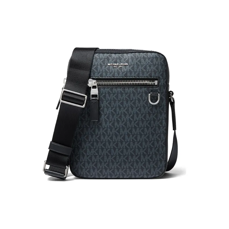 MICHAEL KORS Henry Cow Leather Casual Bag, Crossbody Bag, Shoulder Bag Men's Dark Blue & Black