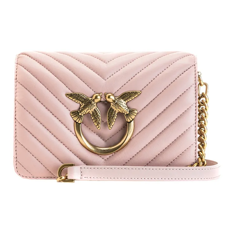 PINKO Leather Crossbody Handbag Shoulder Bag Women's Pink