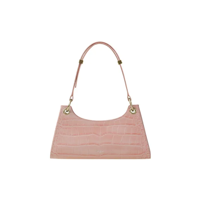 APEDE MOD Crocodile Pattern Cow Leather Frog Bag Baguette Bag Shoulder Bag Women's Cherry Blossom Pink