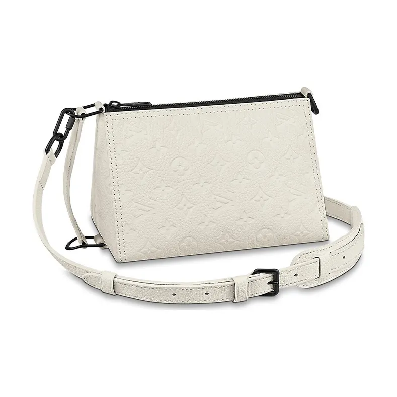 LOUIS VUITTON Taurillon Leather Messenger Bag Triangle Bag Crossbody Bag Shoulder Bag Men's White