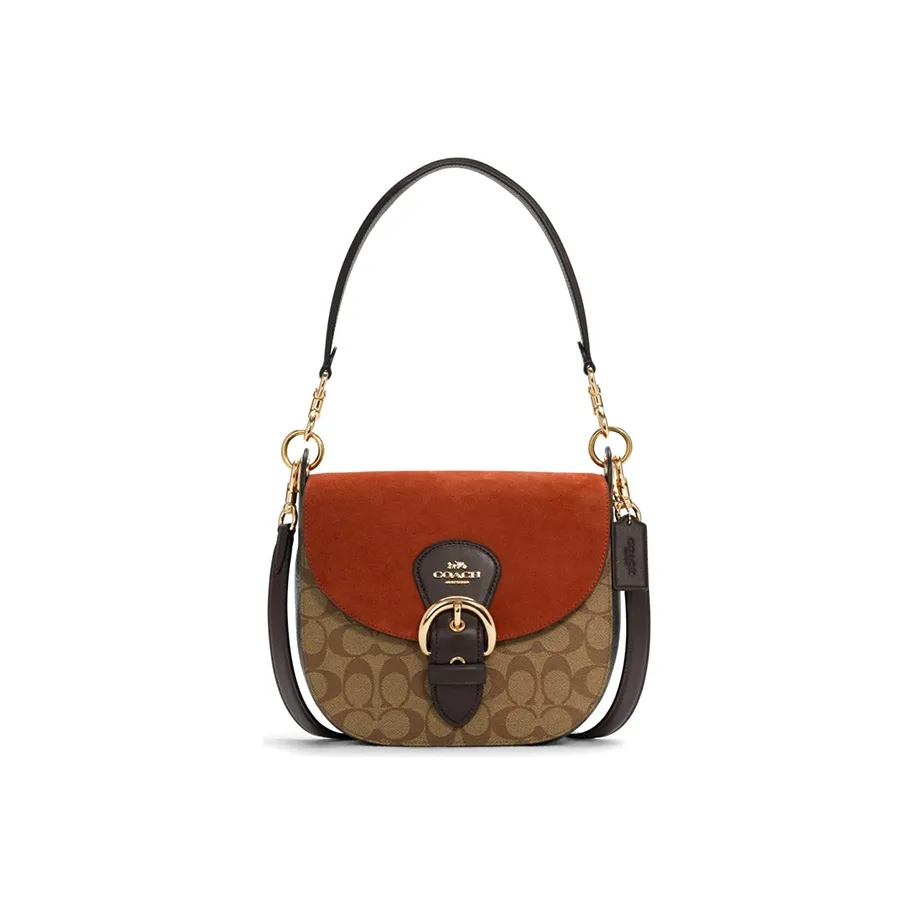 COACH Kleo PVC Кожа Седло Сумка Портативная Сумка через плечо Сумка на плечо Женская Терракота