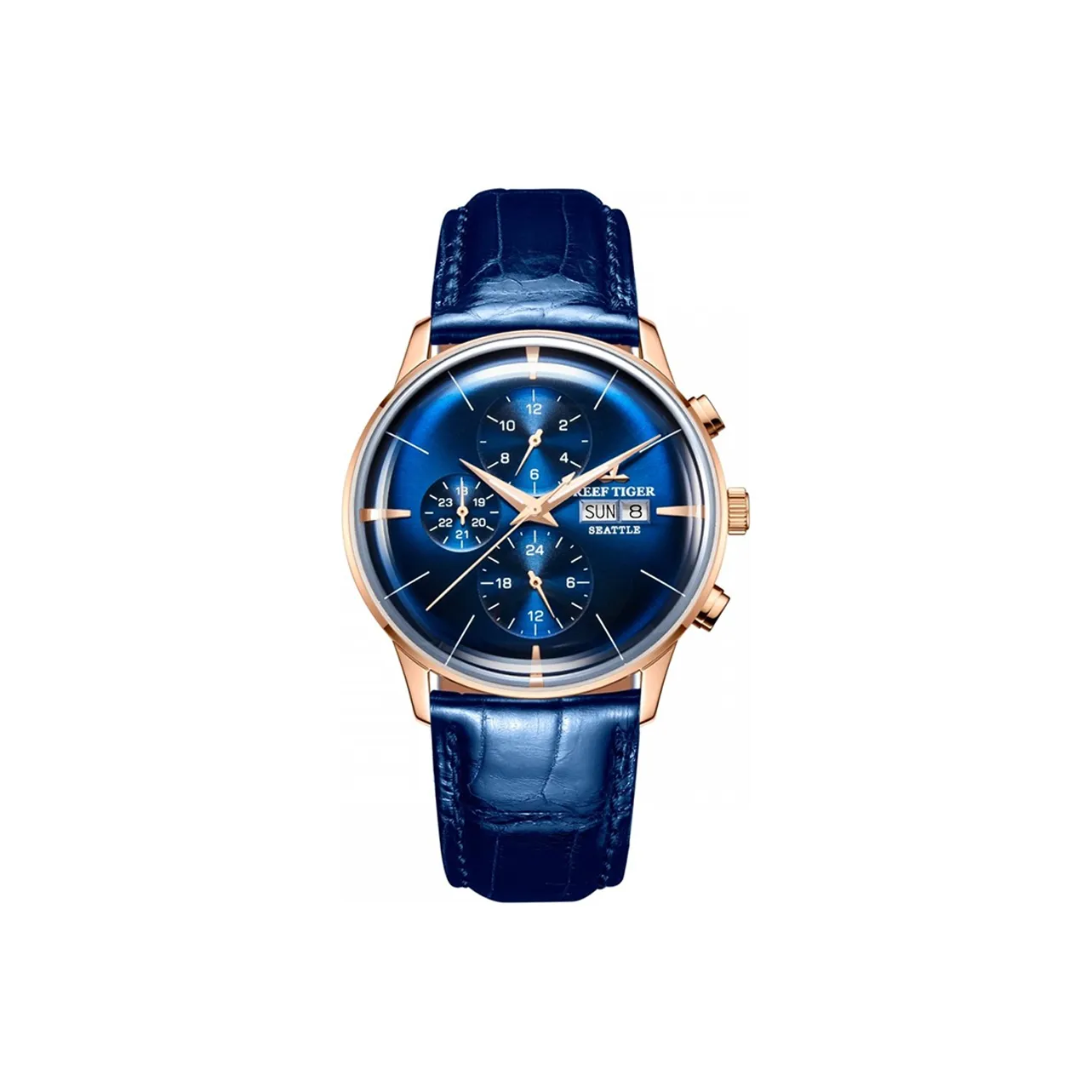 REEF TIGER Seattle Collection Chief Automatic Mechanical Movement Watch Men's Watches Blue Dial RGA1699 PJLL