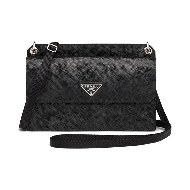 PRADA Leather Crossbody Bag, Shoulder Bag Men's Black