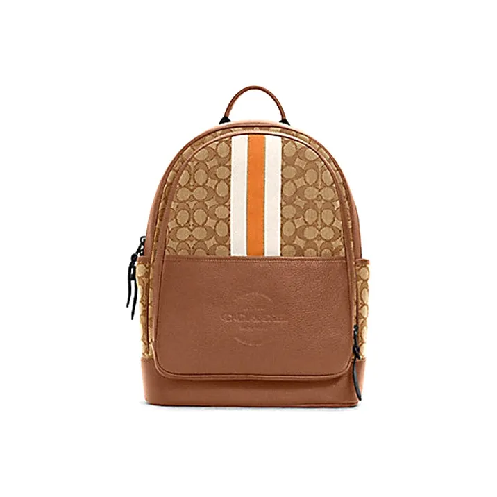 COACH Thompson Canvas Leather Backpack Large Size Unisex Khaki
