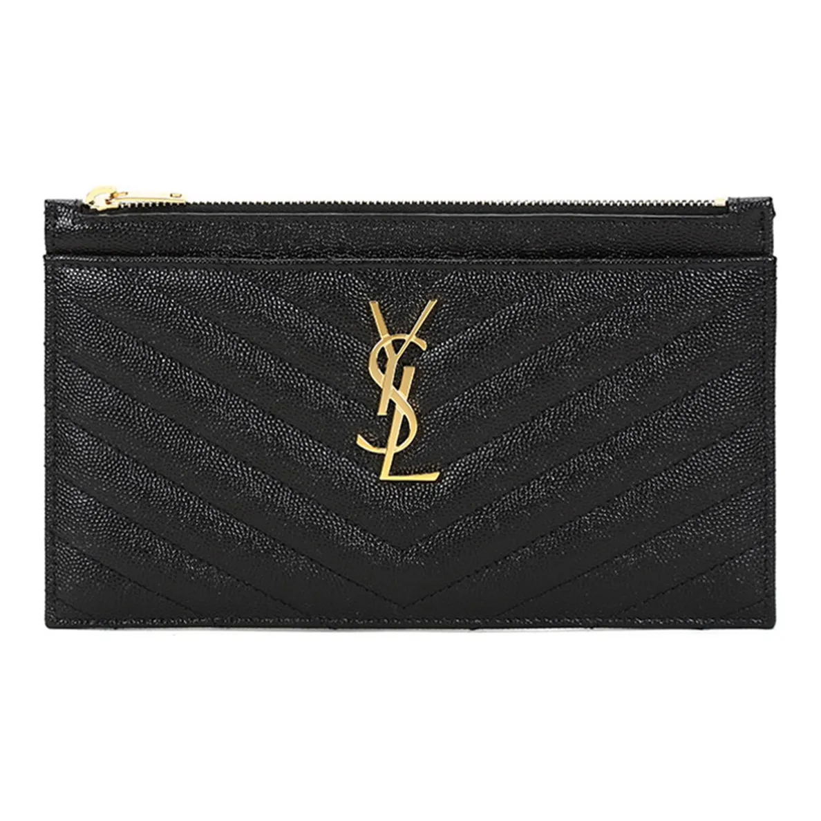 SAINT LAURENT Calfskin Wallet Clutch Regular Women's Black