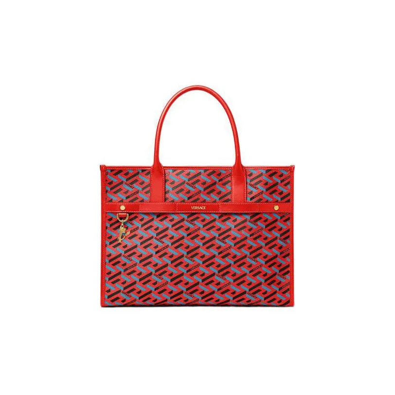 VERSACE PU Tote Bag, Shopping Bag, Shoulder Bag Women's Red