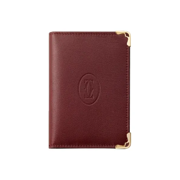 CARTIER Must De Cartier Calfskin Card Holder Women's Burgundy