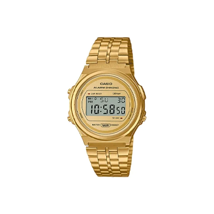 Коллекция CASIO YOUTH Collection Циферблат с цифровым дисплеем Кварцевый механизм Часы Унисекс Золотой циферблат Модель A171WEG 9AEF