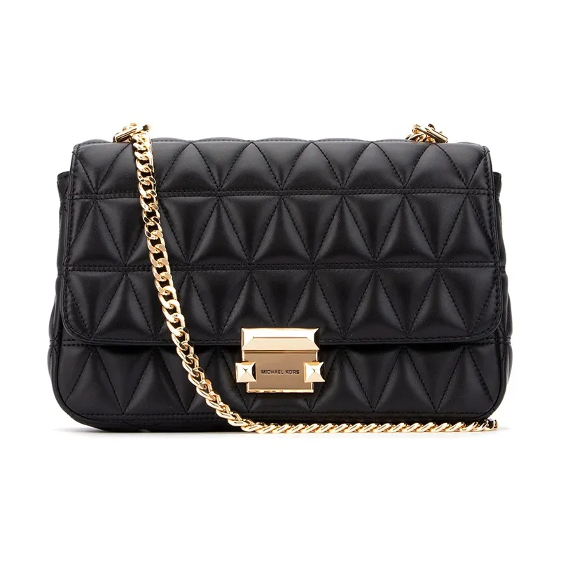 MICHAEL KORS Sloan Sheepskin Leather Patchwork Small Square Bag Shoulder Bag, Crossbody Bag Medium Size Women's Black