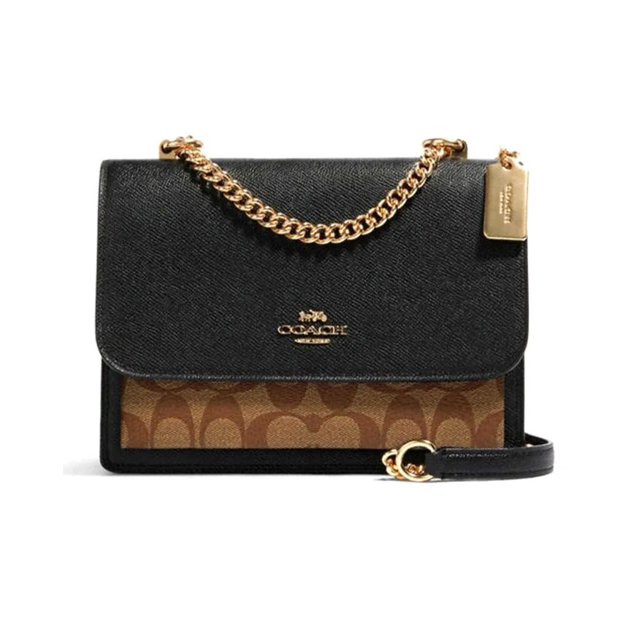 COACH Klare Canvas With Leather Trunk Bag Shoulder Bag Crossbody Bag Handbag Small Size Women's Black/Brown